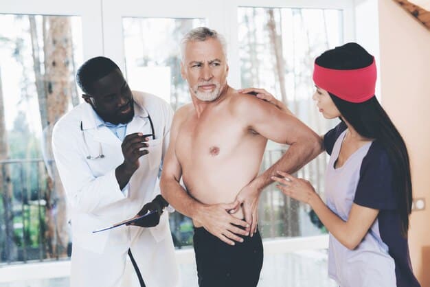 A Kings League doctor is conducting a physical exam on a player, checking their reflexes and muscle strength. The player is wearing athletic gear, and the doctor is using medical instruments.