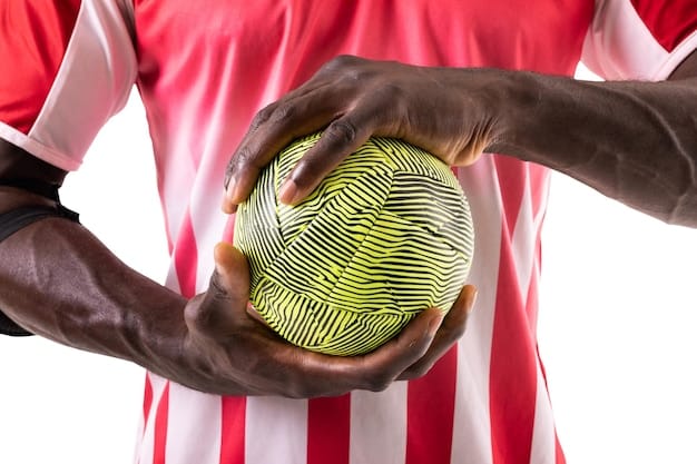 A close-up action shot of [Player Name] skillfully controlling the ball in midfield, showcasing their agility, vision, and precise passing technique. The background should feature other players in motion, emphasizing the dynamic nature of the game.